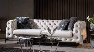 Nos engagements en tant qu'expert sont simple: Casa Padrino Canape Chesterfield De Luxe Blanc Argent 240 X 100 X H 72 Cm Canape De Salon Mobilier De Salon Chesterfield