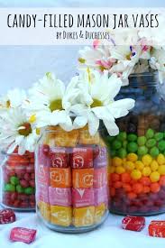 Candy Filled Mason Jar Vases Dukes And Duchesses Mason Jar Candy Mason Jar Gifts Jar Gifts
