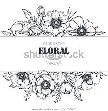 Vector Black White Floral Frame Bouquets Stock Vector Royalty Free 1041030667 Floral Drawing Flower Art Drawing Floral Frame Vector
