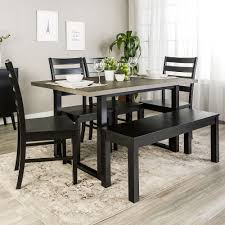 Lowest Price On Walker Edison Aged Grey Black Madison 6 Piece Wood Dining Set C60mdbagy 6 Shop Today Dining Room Table Stylish Chairs Dining Room Sets