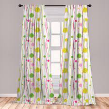 Buy pink curtains from ulinkly.com, visit ulinkly to shop online for pink window curtains. East Urban Home Ambesonne Green And Pink Curtains Doodle Style Random Wavy Stripes With Big Small Spots Kids Art Theme Window Treatments 2 Panel Set For Living Room Bedroom Decor 56 X