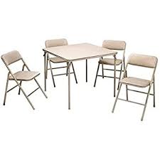 Kitchen Table And Chairs Heavy Duty Amazon Com Cosco Folding Table And 5 Piece Chairs Set Heavy Duty Tubular Steel Frames Di 2020 Meja Kopi Meja Makan Kursi Makan