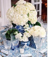 Weekend Wrap Up The Zhush Blue Hydrangea Centerpieces Ginger Jars Wedding Ginger Jars Decor
