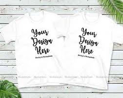 Download Double Two White T Shirts Mockup Gildan 64000 Group Tshirt Flat Lay Mock Up Unisex Women Youth Fami Psd Mockup Template Shirt Mockup Free Psd Mockups Templates