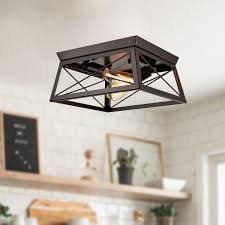 Now, flush mount lighting can be found almost anywhere and these ceiling and wall fixtures complement a variety of residential and commercial settings. Gracie Oaks Yaeko 2 Light 12 2 Lantern Square Rectangle Flush Mount Wayfair