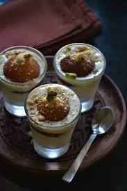 Paneer Gulab Jamun Shot Glass Dessert Easy Kid Friendly Recipes Shot Glass Desserts Food Videos Desserts Desserts