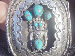 BEAUTIFUL NAVAJO INDIAN JERRY ROAN SILVER AND TURQUOISE KACHINA BRACELET