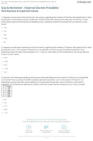 Quiz Worksheet Empirical Discrete Probability Distributions Expected Values Study Com
