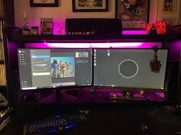 Got This Fredde Desk From Ikea Still Got Alot Of Work To Make It My Own But So Far So Good Gaming Room Setup Laptop Gaming Setup Gamer Room
