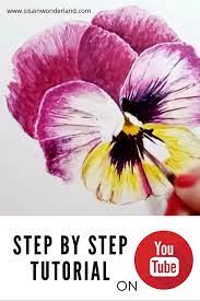 How To Paint Pansy Flower With Watercolor Step By Step Tutorial Video In 2021 Flower Painting Watercolor Flowers Paintings Watercolor Flowers