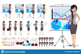Woman Business Character Vector Set Female Office Person