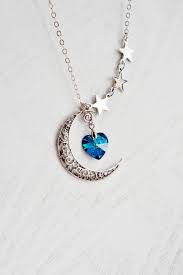 Crescent Moon And Star Necklace Moon Necklace Astrology Cute Jewelry Swarovski Necklace Magical Jewelry