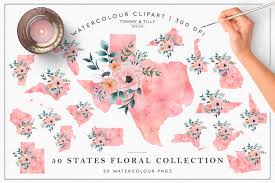 Download Watercolour 50 States Collection Clipart Png Sublimation Free Design Of The Week Design Bundles
