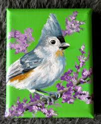 Acrylic Bird Paintings On Canvas Tufted Titmouse Painting Mini Tufted Titmouse Art Mini Canvas Bird Painting Original Acrylic Bird Canvas Art 4x5 Artwo Birds Painting Bird Canvas Painting