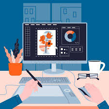 What is the best computer for graphic design? Graphic Designer Working On The Computer Picture Stock Vector Affiliate Worki Graphic Design Business Card Learning Graphic Design Digital Illustration