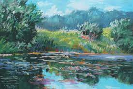 Bright Colored Landscape Art Print By