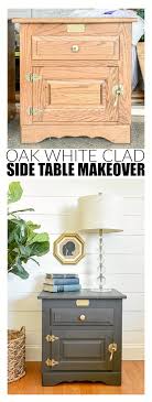 This contemporary modern white coffee table has a center glass insert with exposed legs. White Clad Side Table Makeover Some Exciting News Little House Of Four Creating A Beautiful Home One Thrifty Project At A Time White Clad Side Table Makeover Some