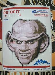 USPS Priority Mail Label 228 Graffiti Street Art Original Sticker, PROFIT.  STDS9, 1/1 > by Cleveland Artist Cepsone Hand Drawn/signed