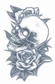 Prison Skull And Roses Temporary Tattoo Tinsley Transfers Skull Rose Tattoos Full Sleeve Tattoos Half Sleeve Tattoo