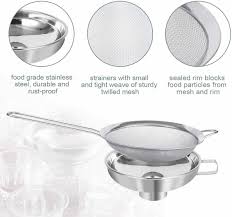 On this stainless steel funnel, the strainer pops out for both easy cleaning and to allow use of the funnel without straining. Canning Embudo De Acero Inoxidable Malla Fina Colador Tamiz Para Tarros De Ancho Y Regular Ebay