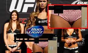 The contour in the fabric of a lower garment (e.g. Holly Holm Camel Toe