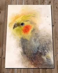 Cockatiel Art Print Yellow Cockatiel Pet Bird Painting Etsy Animal Paintings Birds Painting Bird Drawings
