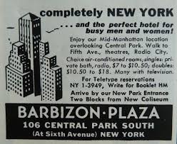 Barbizon Plaza Hotel New York City Manhattan Fifth Ave 1950s Original Print Ad New York City Manhattan Print Ads Plaza Hotel