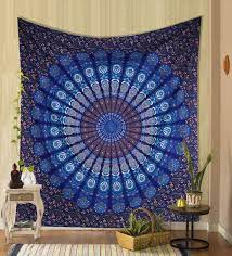 Riyidecor blue watercolor tapestry 71x91 inch cool cute marble abstract neutral cozy cold fantastic unique pastel modern light dark art painting wall hanging bedroom living room dorm decor fabric. Amazon Com Blue Large Indian Mandala Tapestry Cotton Twin 55x85 Ombre Hippie Hippy Throw Bedspread Dorm Decor Tapestry Decorative Wall Hanging Picnic Beach Sheet Tapestries Throw Bohemian Bedspread The Art Box Home