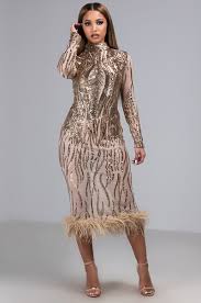 Show Show Stopp Innn The Akira Label Show Stopper Sequin Midi Dress Is Made Of A Sheer Beige Base And Comp Sequin Midi Dress Dresses Special Occasion Gowns