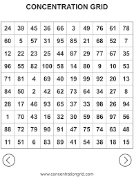 Free Sample 10 10 Concentration Grids Printable Pdf File For Coaches Student Athletes Concentration Grid Concentration Grid