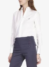 Codes promo, ventes flash, livraison offerte, trouvez le produit de vos rêves à prix réduit ! Chemise Col Americain Cintree En Coton White Polo Ralph Lauren Femme Place Des Tendances