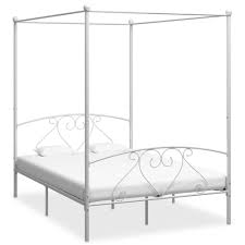 Full size white metal canopy bed frame. Canopy Bed Frame White Metal 140x200 Cm