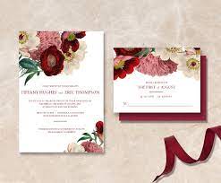 Printable Maroon Floral Wedding Invitation Suite Diy Has Never Been So Simple Floral Wedding Invitation Suite Wedding Invitations Floral Wedding Invitations