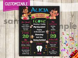 Printable Baby Moana Birthday Chalkboard Sign Poster, B