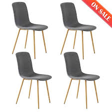 Frame in light oak wood finish. Life Carver Dining Chairs Set Of 4 Grey Kitchen Chairs Fabric Solid Metal Chairs For Dining Room Chairs Grey Buy Online In Aruba At Aruba Desertcart Com Productid 123842320