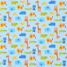 Sky Blue Colorful Lion Elephant Giraffe Animal Tiny Blue Star Fabric Colorful Lion Fabric Animals Blue Star