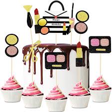 Check spelling or type a new query. 42 Pieces Makeup Cupcake Toppers Glitter Cosmetics Cake Toppers Dessert Decoration For Women Cosmetics Theme Bridal Shower Girl Happy Birthday Party Cake Decoration Supplies Buy Online In Andorra At Andorra Desertcart Com Productid