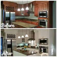 Before After Kitchen Makeover Sherwin Williams Alabaster Semi Gloss Paint On Cabinets Whit Before After Kitchen White Subway Tile Backsplash Kitchen Decor