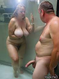 Porn image of bbw 50 hairy nude surprised woman big tits created by AI