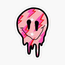 Pink Lightning Bolt Drippy Smiley Face Sticker By Zarapatel Face Stickers Preppy Stickers Preppy Wallpaper