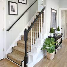 White sargent stair treads (set of 13) by george oliver. Painted Staircase Makeover With Seagrass Stair Runner