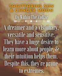 If they do, against odds, they could find an interesting shared sexual language that none of them anticipated will be found. Within The Zodiac Description For Sagittarius Sun Cancer Moon