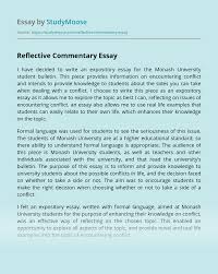 If you have no time to write feel free to contact reflecting the author's inner world, relating feelings and emotions pertaining to the described events and experiences are the most important features of a. Reflective Commentary Free Essay Example