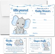 Buy Set Of 25 Baby Shower Invitations For Boy With Envelopes Diaper Raffle Tickets And Baby Shower Book Request Cards Elephant Online In Turkey B08v5h3xvl