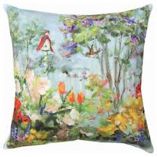 A lovely spring garden decor birdhouse with floral delights Pillows Spring Garden Indoor Outdoor Pillow 18 Square Floral Decor Ebay