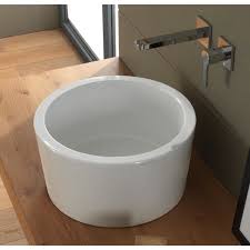 bucket round white ceramic vessel sink