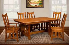 This chunky dining table made from reclaimed pine is seen here in 108 x 42 x 30 h, with a 3 1/2 tabletop and 3 3/4 x 3 3/4 legs, however all dimensions are customizable. Coral Gables Craftsman Dining Set Countryside Amish Furniture