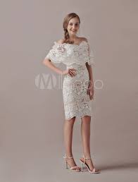 Boho Wedding Dresses Short Lace Off The Shoulder Champagne Sheath Bridal Dress Short Wedding Dress Short Lace Wedding Dress Short Lace Dress