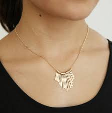Long necklace for women leopard quatrefoil pendant necklace bohemia fringe tassel necklaces y chain necklace fashion jewelry. Hammered Gold Fringe Necklace By Sarah Hickey Notonthehighstreet Com