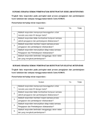 Di bawah ini anda dapat melihat contoh sebenar senarai semak. Borang Senarai Semak Pemerhatian